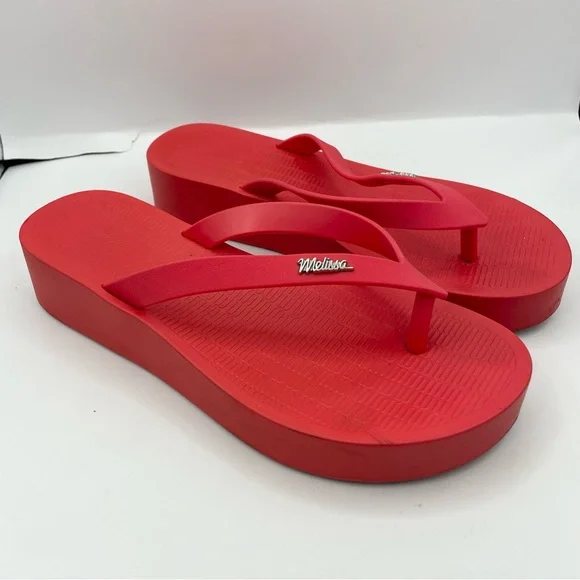 Melissa vegan sun venice platform sandals red/orange women’s Size 6 - Picture 9 of 11